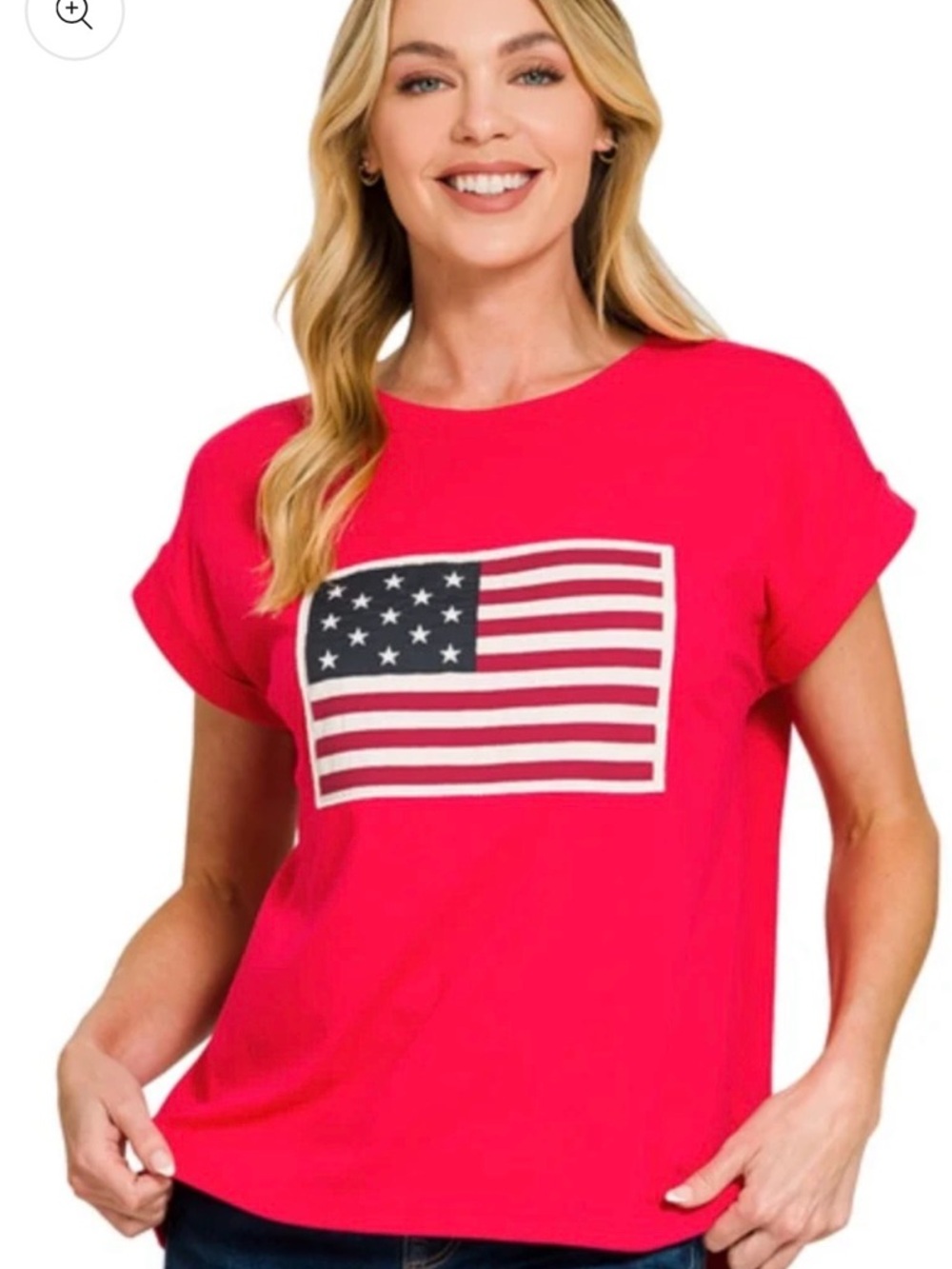 Flag Graphic Short Sleeve Tee in Bright Red